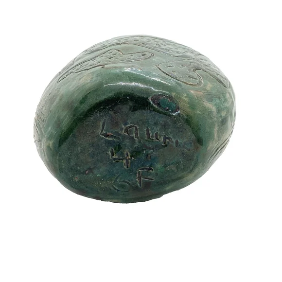 Handmade Ceramic Pottery Primitive Vase Dark Green - Picture 5 of 6